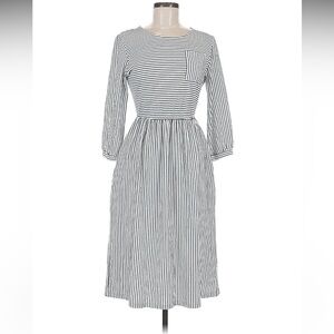 Striped Black and White Midi Dress